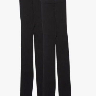 Timberland Fleece Lined Footless Tights 2 Pair Black M/L  Polyester Spandex